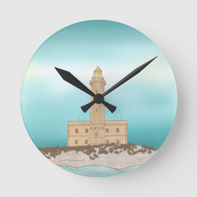 Vieste Lighthouse Italien Runde Wanduhr (Vorderseite)