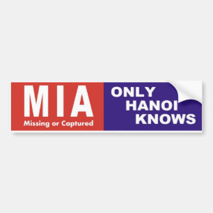 Vietnam-Autoaufkleber MIA "nur Hanoi kennt" 1970 Autoaufkleber