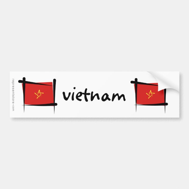 Vietnam-Bürsten-Flagge Autoaufkleber (Vorne)