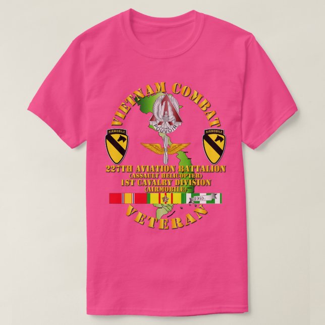 Vietnam Combat Cavalry Veteran W 227. Aviation Bn T-Shirt (Design vorne)