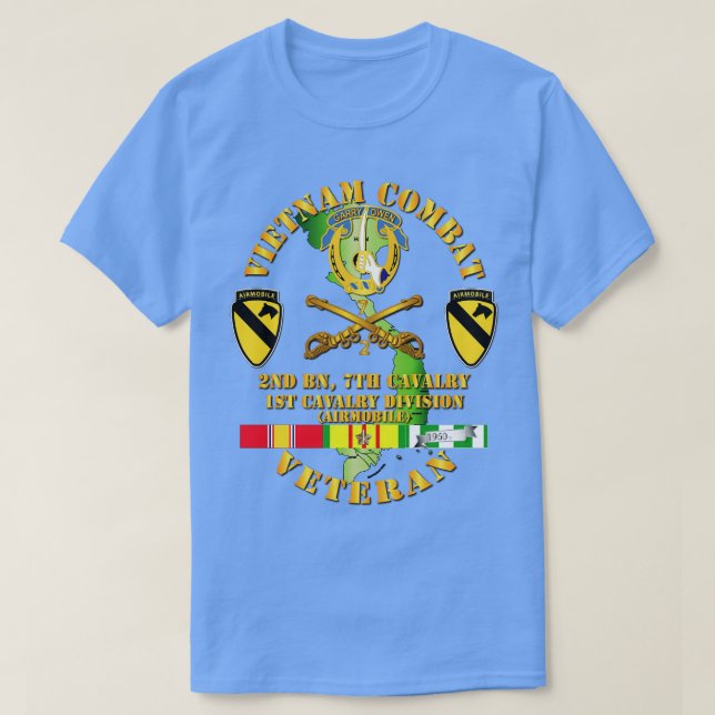 Vietnam Combat Cavalry Veteran w 2. Bn 7. Cav DU T-Shirt (Design vorne)