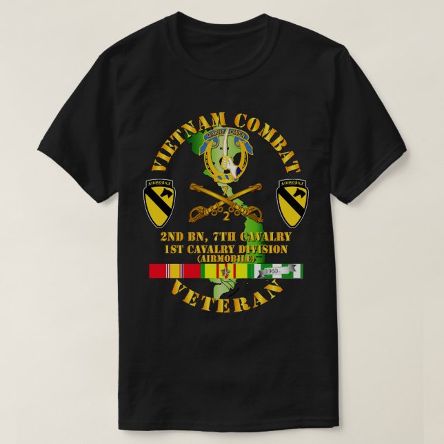 Vietnam Combat Cavalry Veteran w 2. Bn 7. Cav DU T-Shirt (Design vorne)