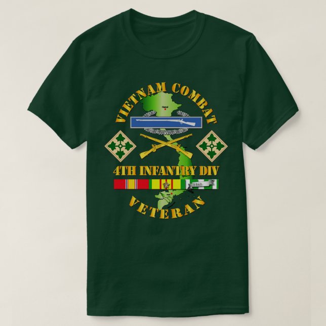 Vietnam Combat Infantry Veteran W4 Inf Div SSI T-Shirt (Design vorne)