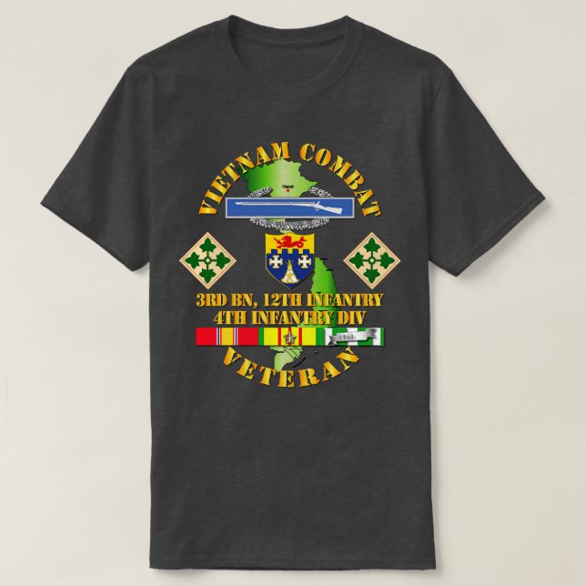 Vietnam Combat Infantry Veteran w 3. Bn 12. Inf T-Shirt (Design vorne)
