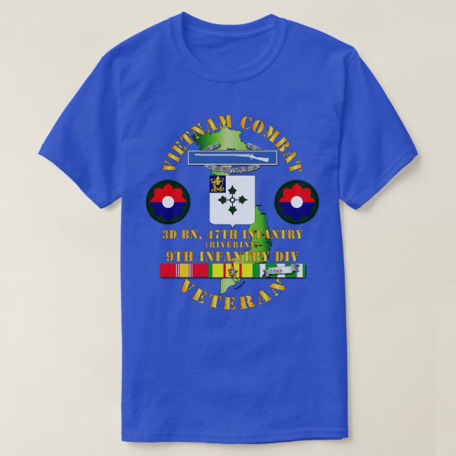 Vietnam Combat Infantry Veteran w 3. Bn 47th Inf T-Shirt (Design vorne)