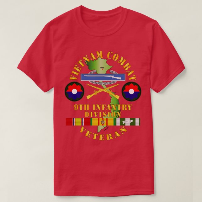 Vietnam Combat Infantry Veteran w 9th Inf Div SSI T-Shirt (Design vorne)