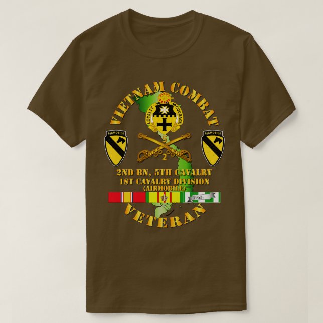 Vietnam Combat Kavallerie Veteran 2. Bn 5. Cav DU T-Shirt (Design vorne)