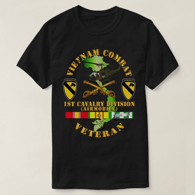 Vietnam Combat Kavallerie Veteran w 1st Cavalry Di T-Shirt (Design vorne)