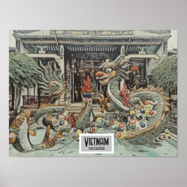 Vietnam Dragon Tempel, individualisierbares Datum Poster
