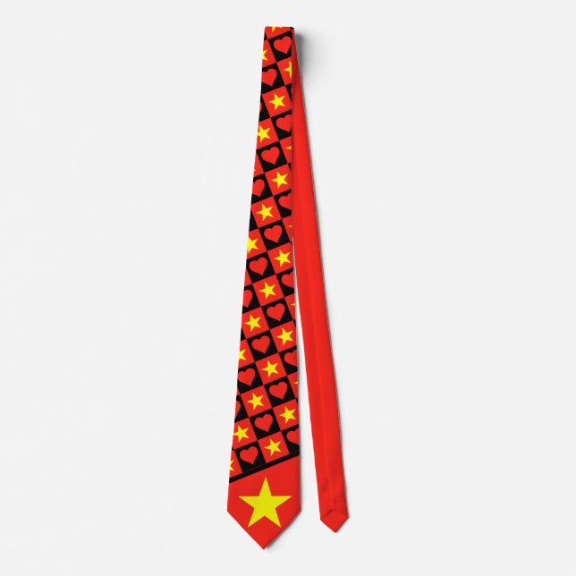 Vietnam Flag Herzmuster Patriotic Vietnamese Krawatte (Vorderseite)