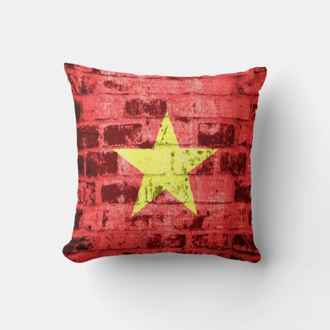 Vietnam Flag Vintage Kissen (Vorderseite)