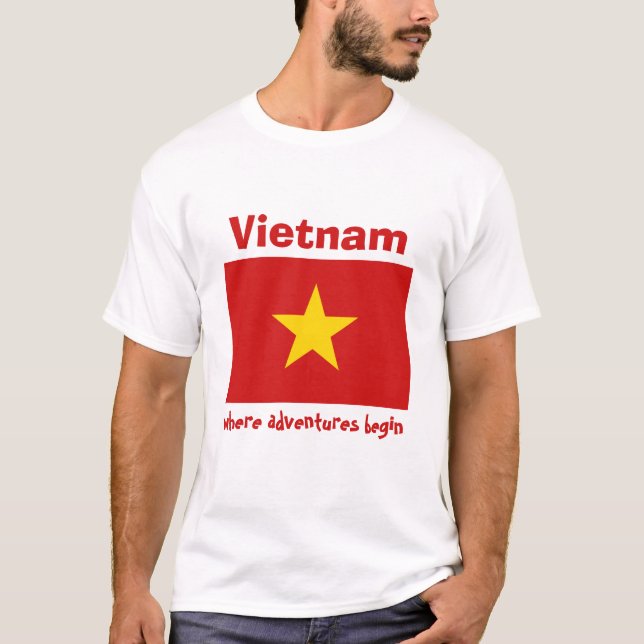 Vietnam-Flagge + Karte + Text-T - Shirt (Vorderseite)