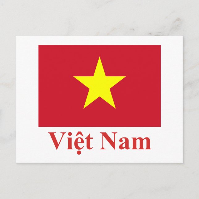 Vietnam-Flagge mit Name in Vietnam Postkarte (Vorderseite)