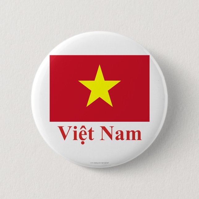 Vietnam-Flagge mit Namen auf Vietnamesen Button (Vorderseite)