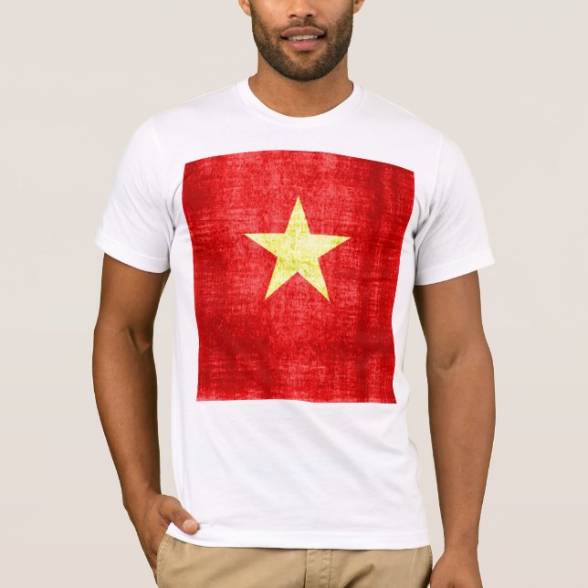 Vietnam-Flagge Vintag T-Shirt (Vorderseite)