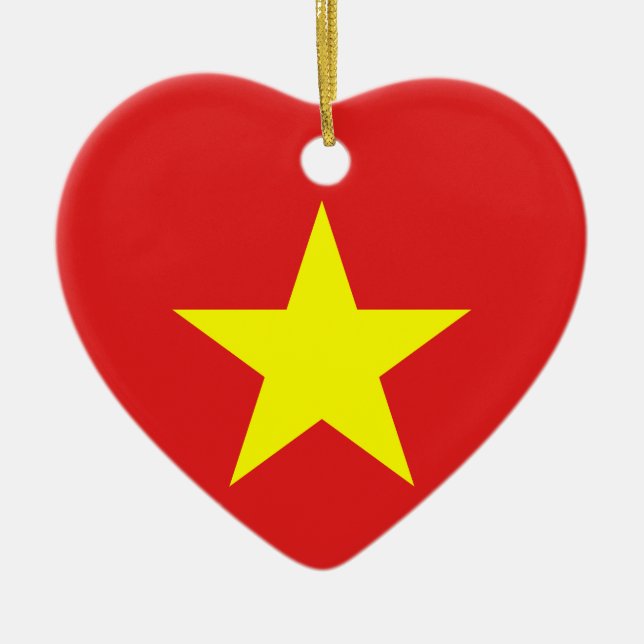 Vietnam Flaggen Gelbe Sterne Herzdekoration Keramik Ornament (Vorne)
