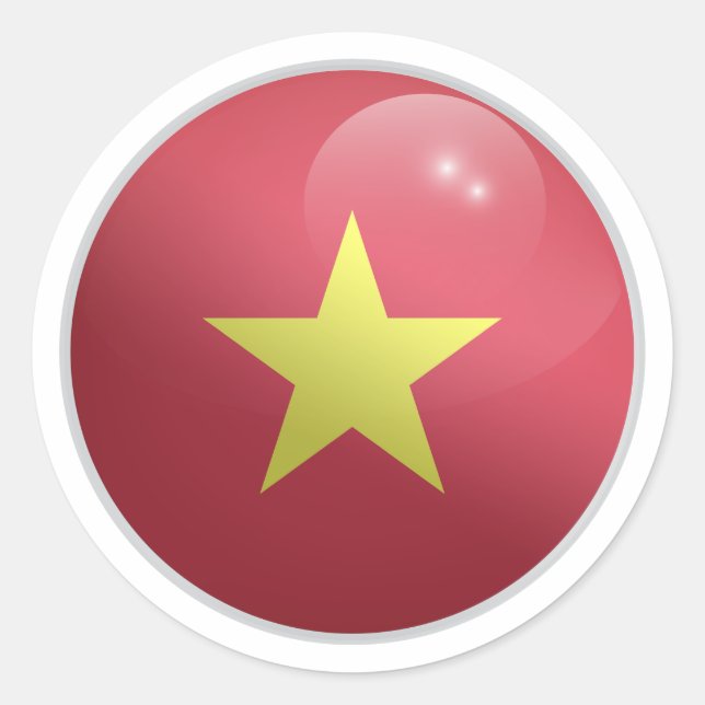 Vietnam Glossy Circle Flag Runder Aufkleber (Vorderseite)