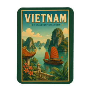 Vietnam-Ha-Long-Bucht-Illustration-Reise-Kunst-Ret Magnet