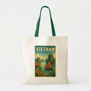 Vietnam-Ha-Long-Bucht-Illustration-Reise-Kunst-Ret Tragetasche