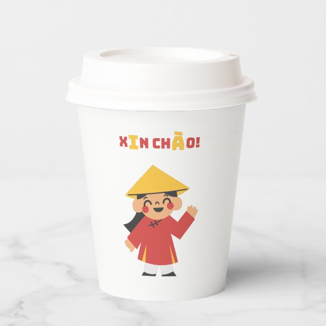 Vietnam Hello Cup - "Xin Chào" Pappbecher (Vorderseite)