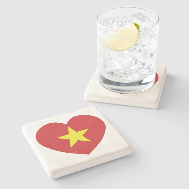 Vietnam-Herzenflagge Steinuntersetzer (Seitenansicht)