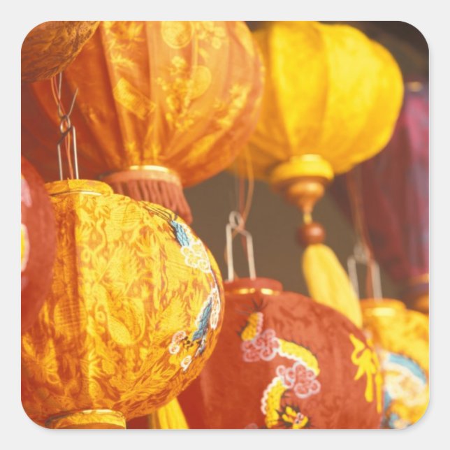 Vietnam, Hoi An Große Laternen, Souvenirs Quadratischer Aufkleber (Vorderseite)