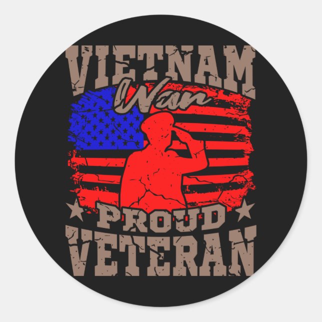 VIETNAM KRIEG STOLZ VETERAN American Veteran Gesch Runder Aufkleber (Vorderseite)