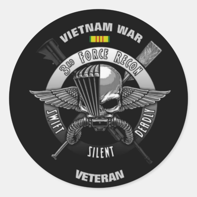 VIETNAM-KRIEG VETERAN RUNDER AUFKLEBER (Vorderseite)