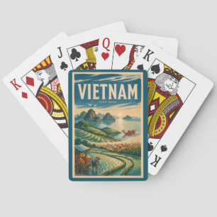 Vietnam Kultur Illustration Reise Kunst Vintage Spielkarten