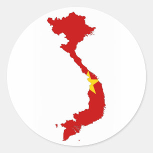 Vietnam-Landesflaggekarte Runder Aufkleber