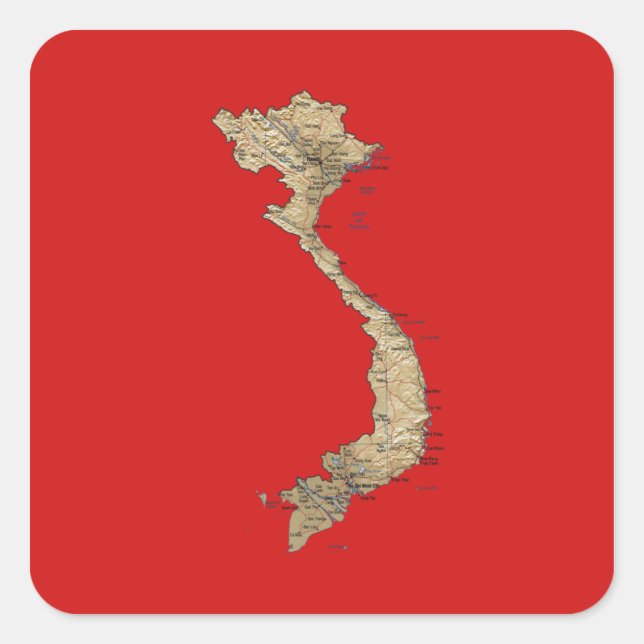 Vietnam Map-Aufkleber Quadratischer Aufkleber (Vorderseite)