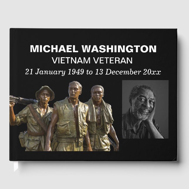 Vietnam Memorial Statue mit Foto Guest Book Gästebuch (Vorderseite)