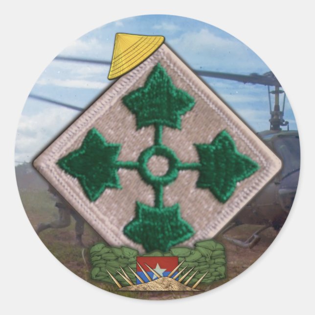 "Vietnam nam"-Patch-Aufkleber für die 4. Infry-Div Runder Aufkleber (Vorderseite)