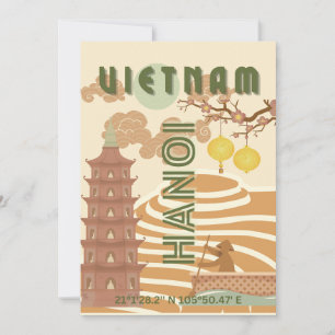 Vietnam Reise Kunst, Vintage Feiertagskarte