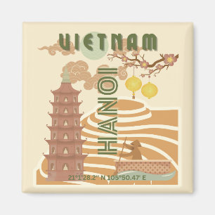 Vietnam Reise Kunst, Vintage Magnet
