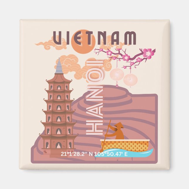 Vietnam Reisekunst Magnet (Vorne)