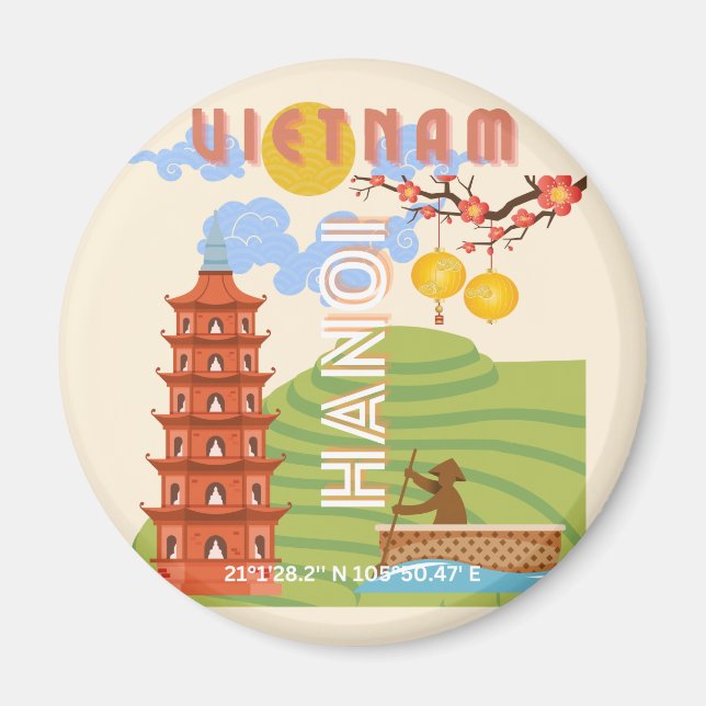 Vietnam Reisekunst Magnet (Vorne)