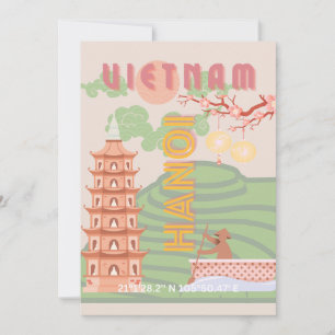 Vietnam Reisekunst, Vintag Feiertagskarte