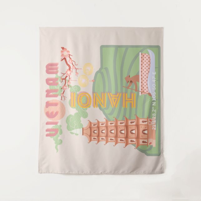 Vietnam Reisekunst, Vintag Wandteppich (Vorderseite)