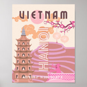 Vietnam Reisen Kunst, Retro Poster