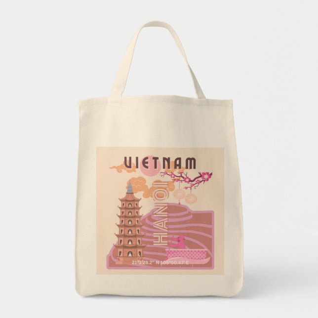 Vietnam Reisen Kunst, Retro Tragetasche (Vorne)