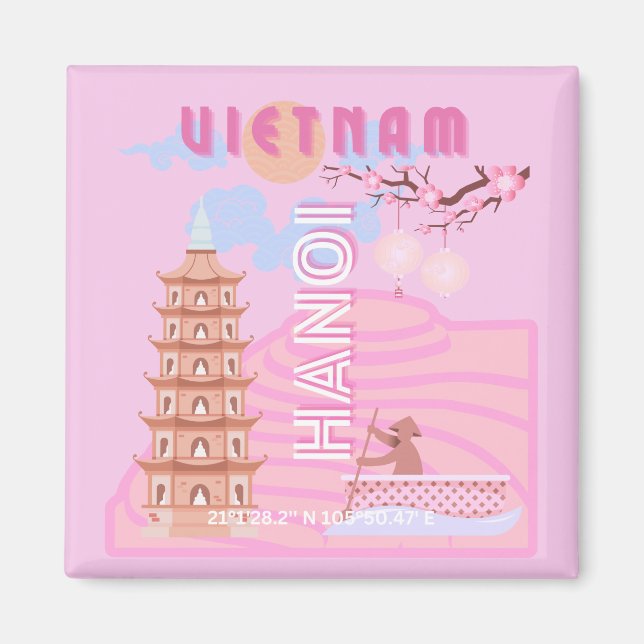 Vietnam Reisen Kunst, Rosa Magnet (Vorne)