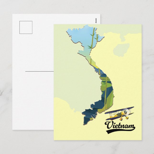 Vietnam Reiseplan Feiertagspostkarte (Vorne/Hinten)