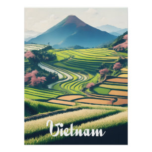 Vietnam Reisterrassen Reiseplakat Poster