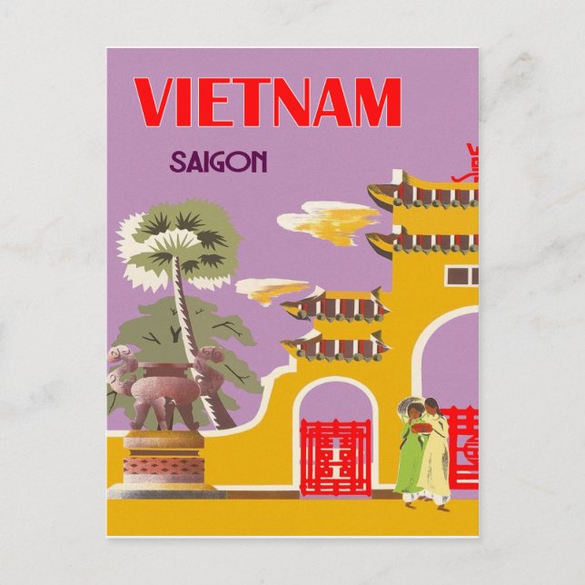 Vietnam, Saigon City, Vintage Postkarte (Vorderseite)