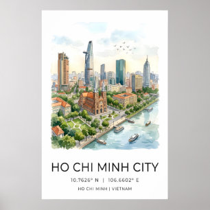 Vietnam Stadt-Skyline-Druck, Ho Chi Minh, Notre Poster