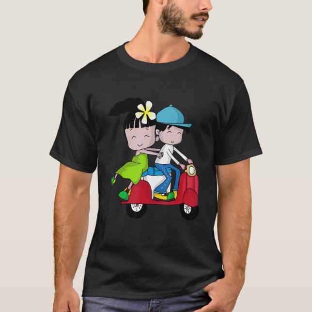 Vietnam Thailand Scooter Moped Pair T-Shirt (Vorderseite)