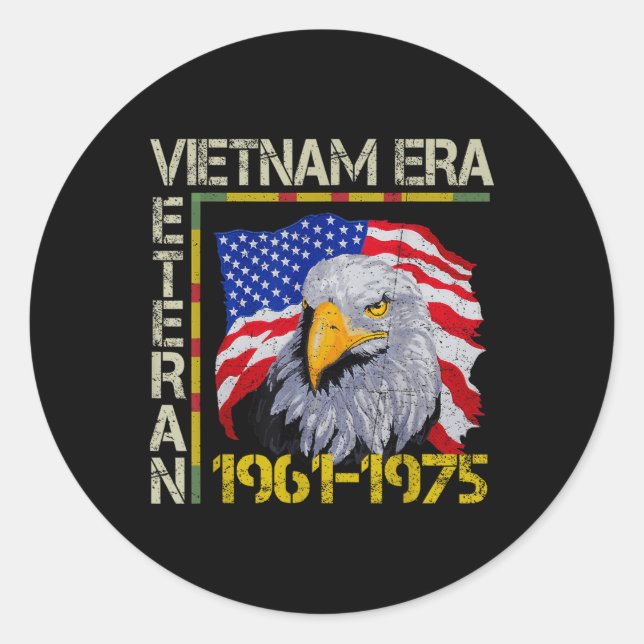 Vietnam Veteran-Ära 1961 1975 Gedenkflagge Runder Aufkleber (Vorderseite)