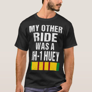 Vietnam Veteran Biker UH1 Huey Helicopter Vet Pull T-Shirt