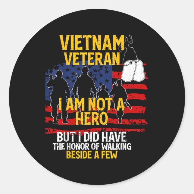 Vietnam Veteran, ich bin kein Held, Veteran Runder Aufkleber (Vorderseite)